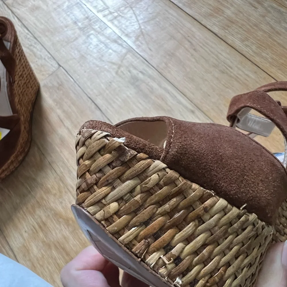 Prada Suede‎ Woven Wicker Wedge Sandals